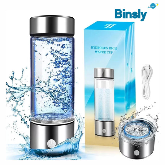 Hydrogen Water Generator Bottle 400ml Rechargeable Electrolysis Hydrogen-Rich Glass Cup Portable Health Antioxidant Drink Bottle