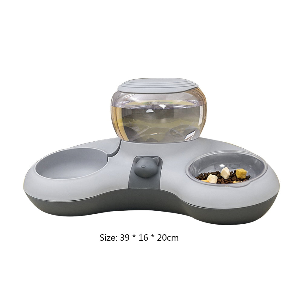 Automatic Dog Cat Food Bowl Feeder With Water Fountain For Cats