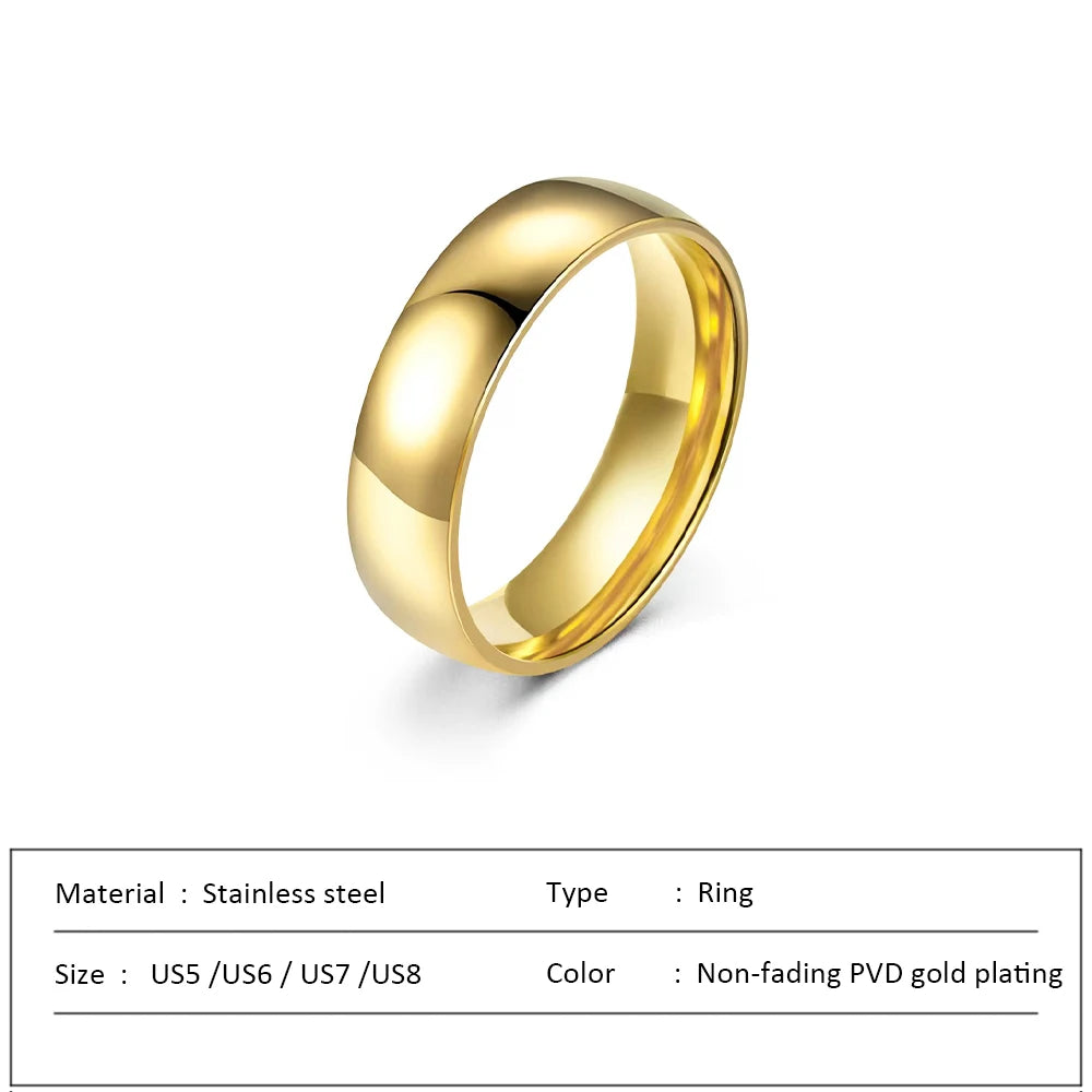Waterproof Stainless Steel Ring for Women Non-fading Heart Ring Stylish Metal Rings Simple New Jewelry Wholesale Dropshipping