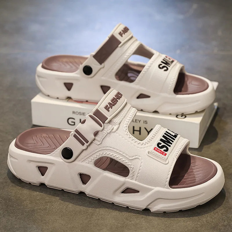 Men's Summer Outdoor Slip-Resistant Driving Dual-Purpose Beach Sandals Sports Slippers Large Size Slip-On EVA Material