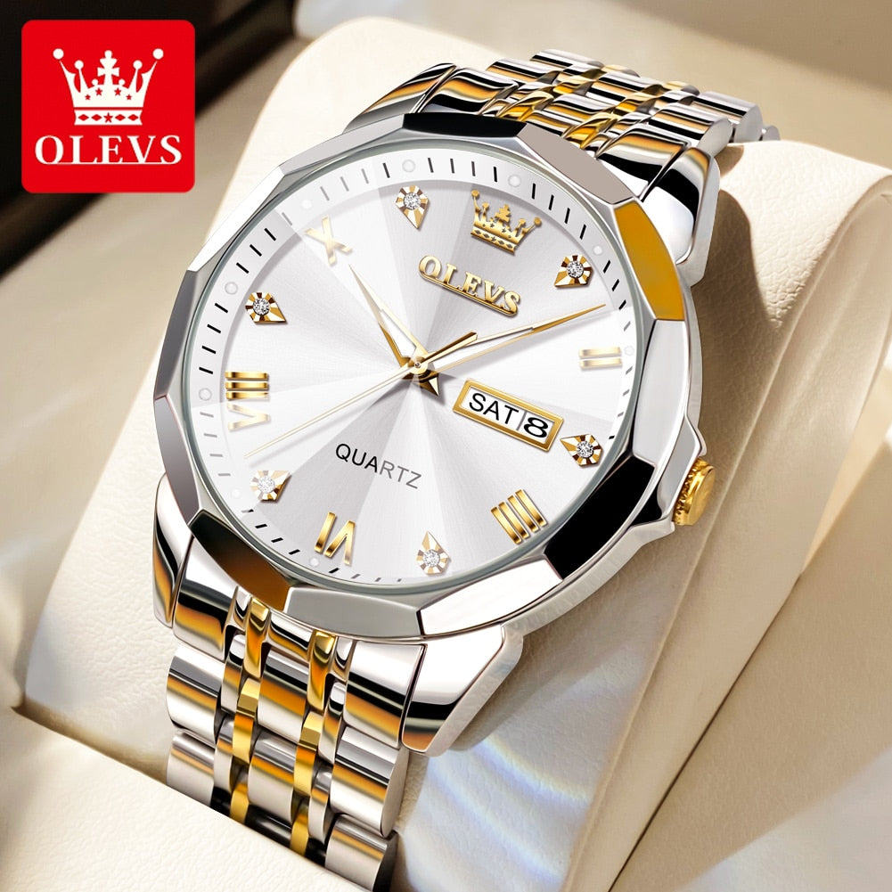 Waterproof Luminous Stainless Steel Wristwatch Male Date Week