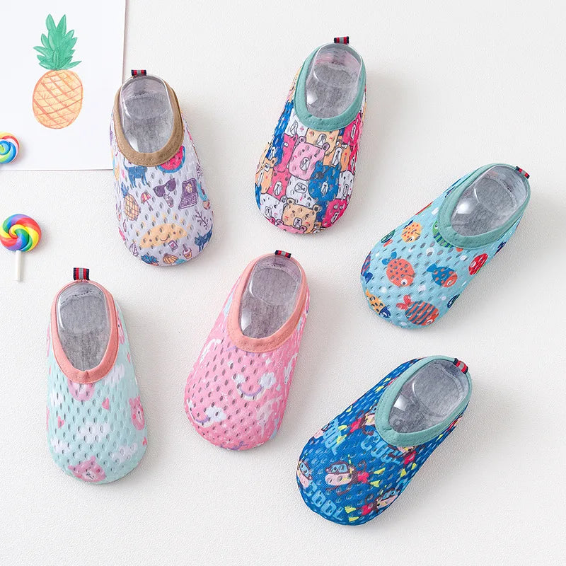 Spring Summer Mesh Thin Swim Pool Beach Floor Children Barefoot Slippers Baby Anti-slip Socks Cartoon Outdoor Indoor Water Shoes