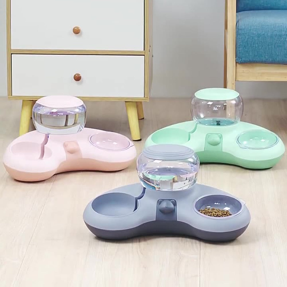 Automatic Dog Cat Food Bowl Feeder With Water Fountain For Cats