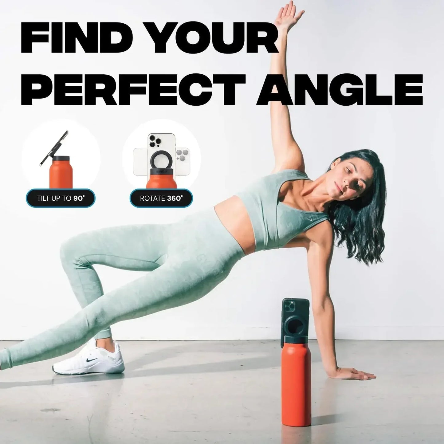 Insulated Sports Water Bottle With Magnetic Phone Holder Mount Stand For Gym Outdoor Activities Daily Hydration