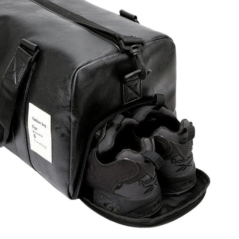 Large Capacity Waterproof Gym Duffel Bag with Wet/Dry Compartments, Black Travel & SportsBagwith AdjustableShoulderStrap, GymBag