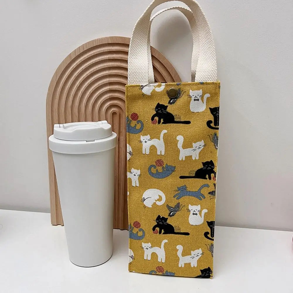 Water Bottle Canvas Storage Bags Milk Tea Cup Bags Tote Bag Portable Mug Holder Sleeve Aquaflask Beverage Bag Cup Sleeve