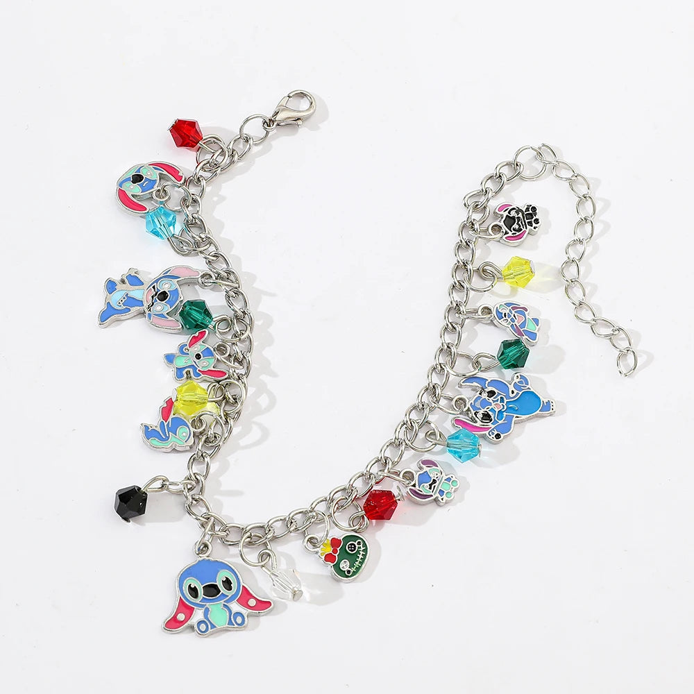 New Arrival Stitch Silver Plated Charm Bracelet For Women With Crystal Beads Pandents DIY Fashion Cute Jewelry