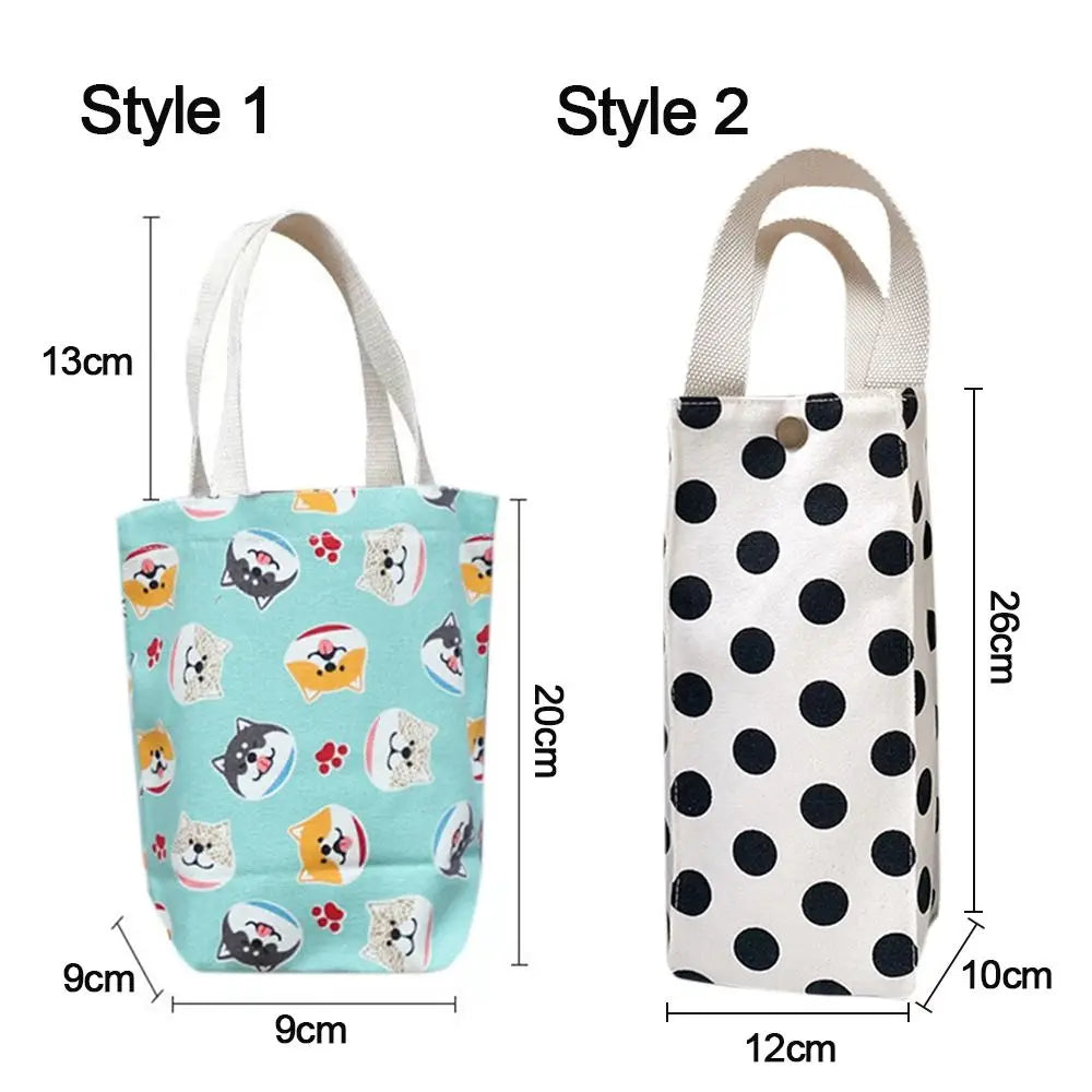 Water Bottle Canvas Storage Bags Milk Tea Cup Bags Tote Bag Portable Mug Holder Sleeve Aquaflask Beverage Bag Cup Sleeve