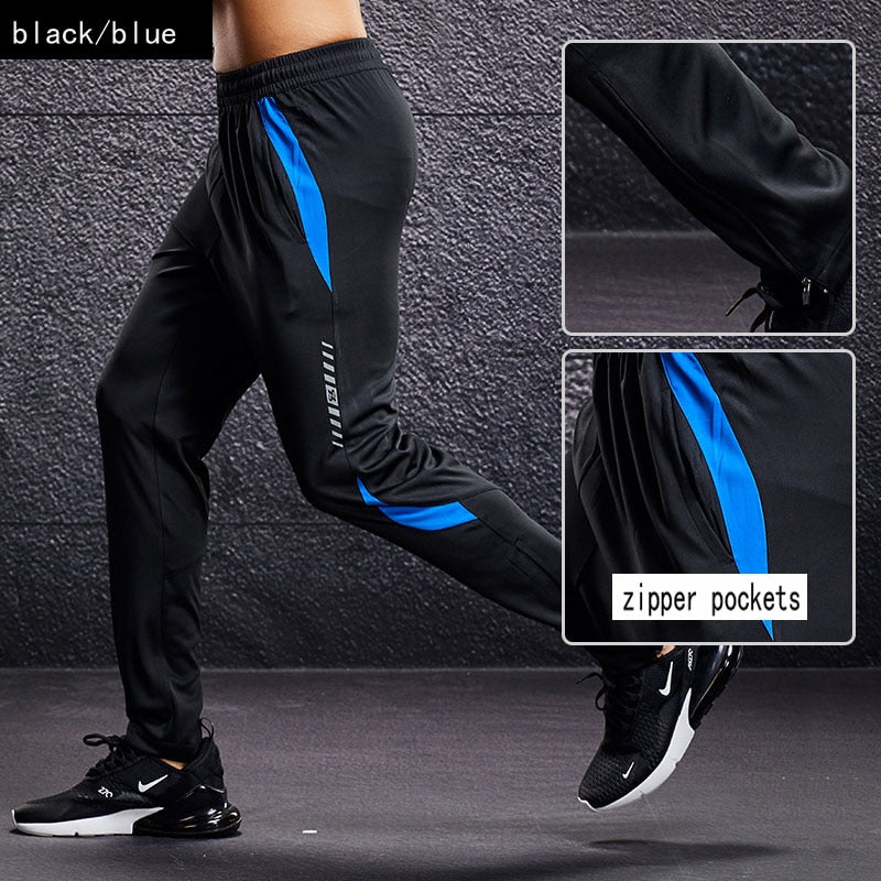 Men Sport Running Pants With Zipper Pockets