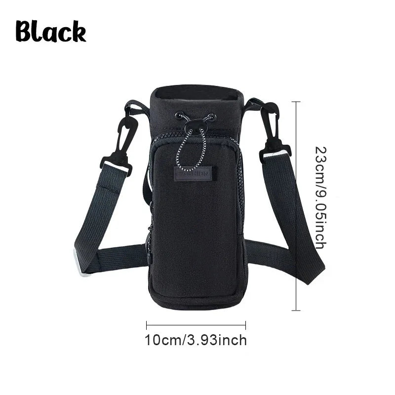 Portable Water Bottle Bag Outdoor Sports Phone Water Bottle Storage Bags Hiking Camping Travel Kettle Bag with Shoulder Straps