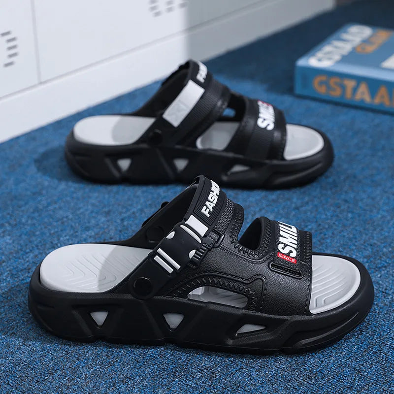 Men's Summer Outdoor Slip-Resistant Driving Dual-Purpose Beach Sandals Sports Slippers Large Size Slip-On EVA Material