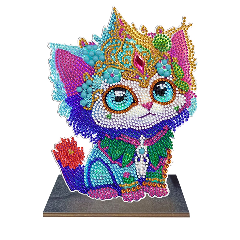 DIY Single Sided Crystal Animal Diamond Table Ornament Wooden Diamond Mosaic Ornaments Drill Paint by Number Kids Gift Ornaments