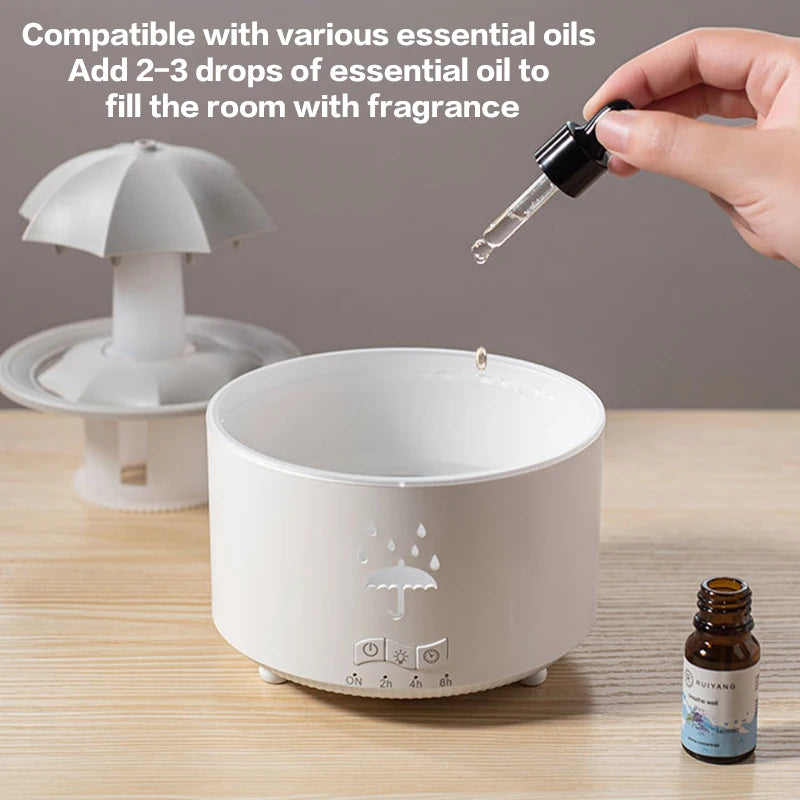 TINSOL Creative Cloud Rain Humidifier Rotating Raindrop Humidifier Smart Aroma Diffuser Remote-Controlled Night Light
