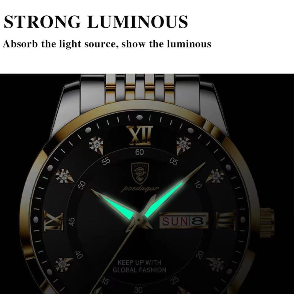 Luxury Fashion Ladies Waterproof Luminous Date Stainless Stain Quartz Wristwatch