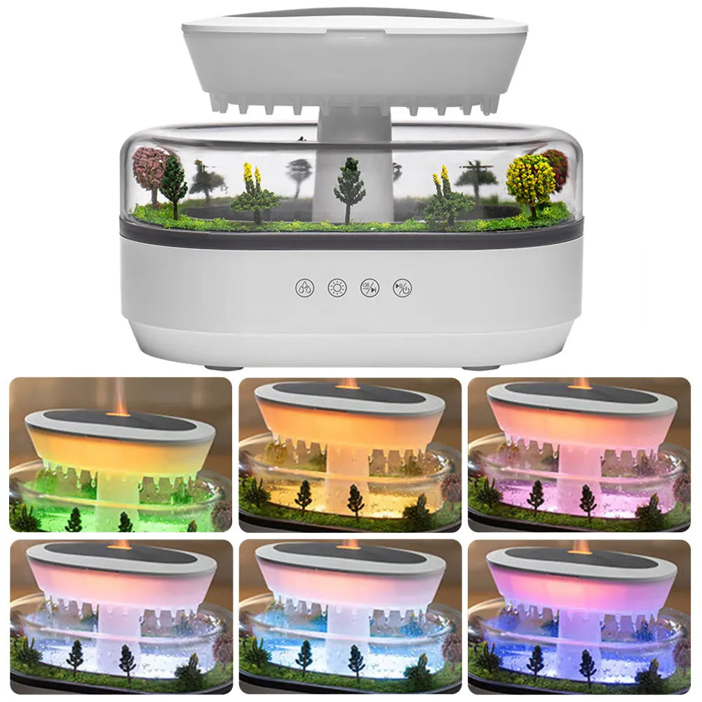 Rain Cloud Aroma Diffuser Small Air Humidifiers Water Drip Micro Landscape Essential Oils Ultrasonic Diffuser with 6 Night Light