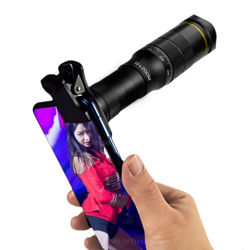 32x Professional Telescope Monocular HD Zoom Phone Lens Camera Telephoto With Tripod Metal Telescope For Tourism Camping