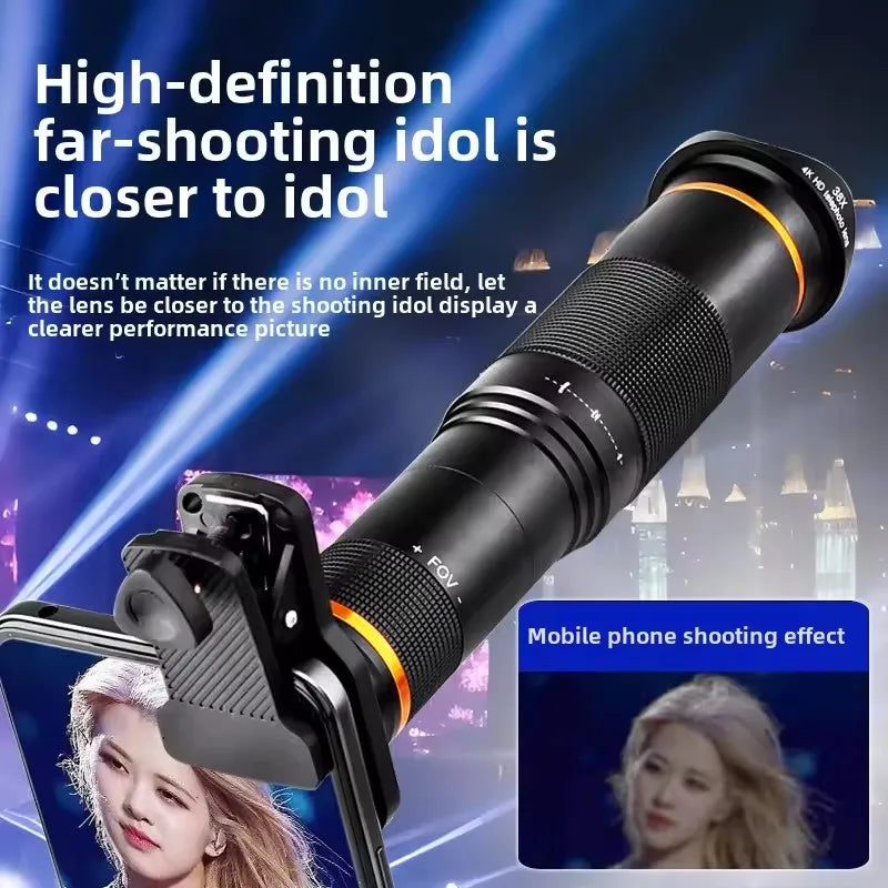 38X Mobile Phone Telephoto Lens 4k High Definition Telescope Outdoor Fishing Live Concert Universal Shooting Artifact