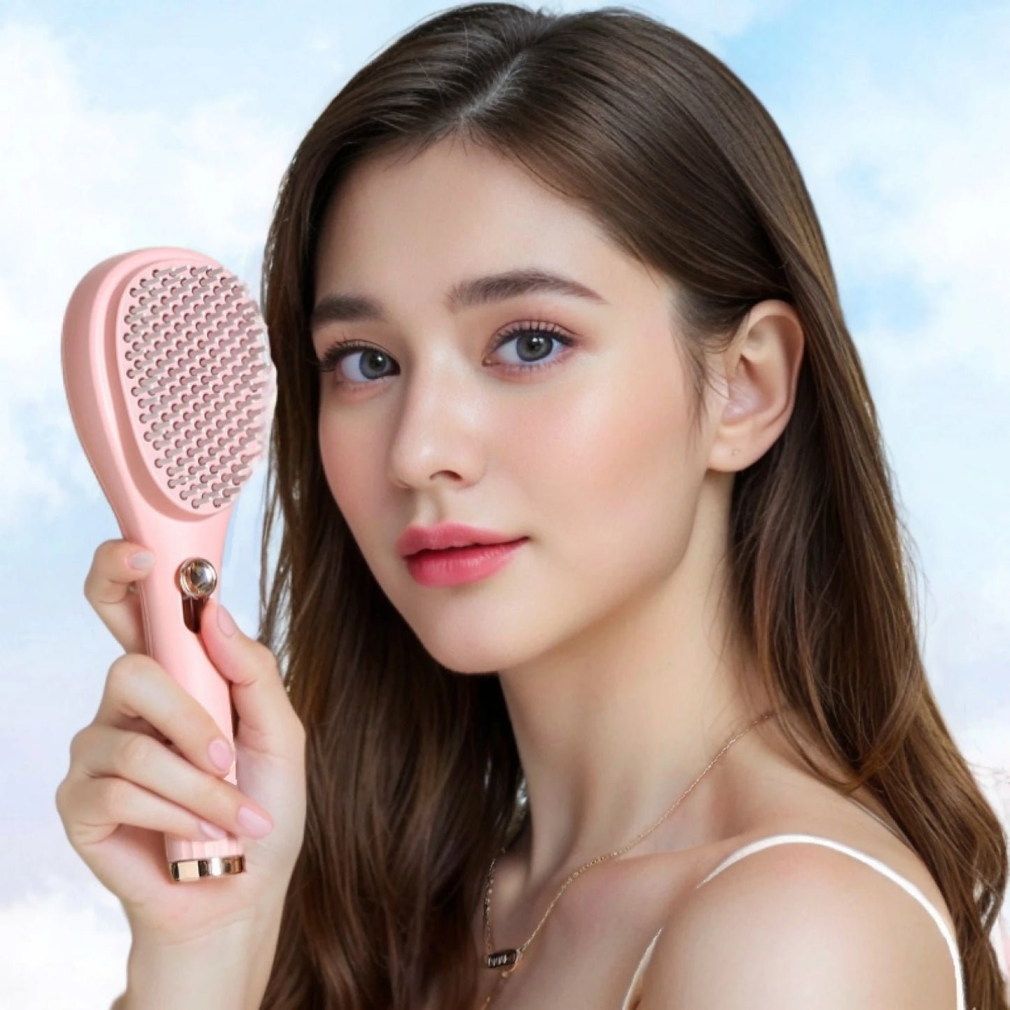 Self Cleaning Hair Brush for Women,Retractable Hairbrush Easy Clean,Anti Static Massage Brush,Rotary Telescopic Structure