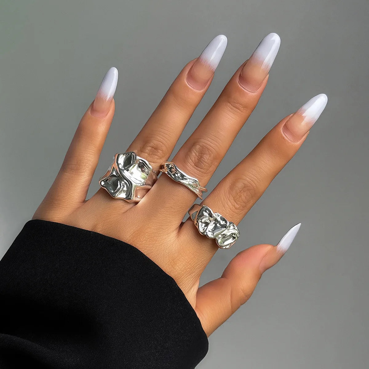 6Pcs/Set Vintage Sun Starfish Open Rings for Women Men Punk Irregular Pleated Pearl Ring Summer Holiday Personalized Jewelry