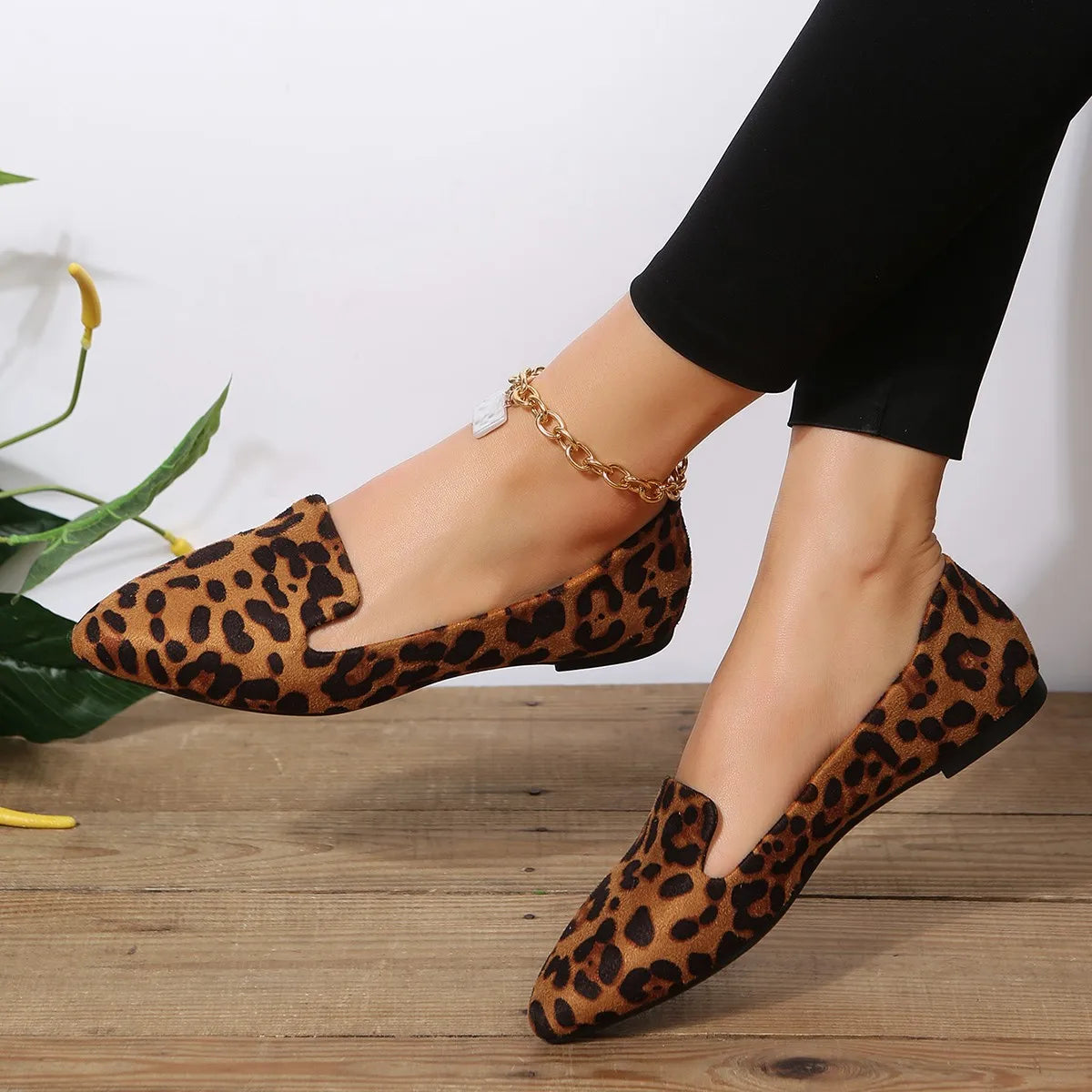 Loafers Flats Leopard Pointed Toe Casual Women Shoes New Comfortable Walking Mujer Zapatos:Wear-resisting