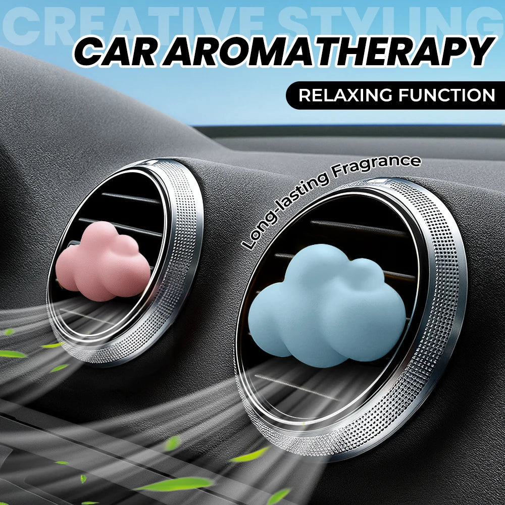Cute Cloud Car Air Freshener - Gypsum Aroma Diffuser Vent Clip, Refillable Creative Auto Decor Gift for Women Men