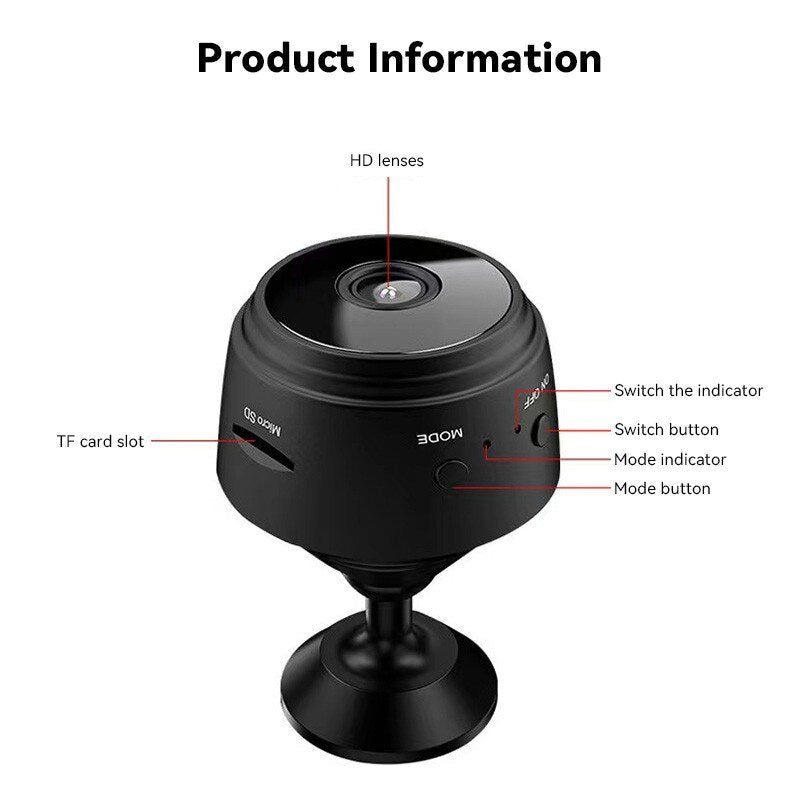 WiFi Mini Camera HD 1080p Wireless Video Recorder Voice Recorder Security Monitoring Camera Smart Home For Infants And Pets