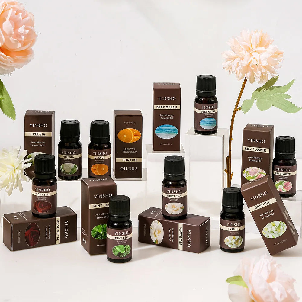 13 Flavors 10ml Essential Oils For Aroma Diffuser AirHumidifier Home Water-soluble Lavender Rose Eucalyptus White Peach Oolong