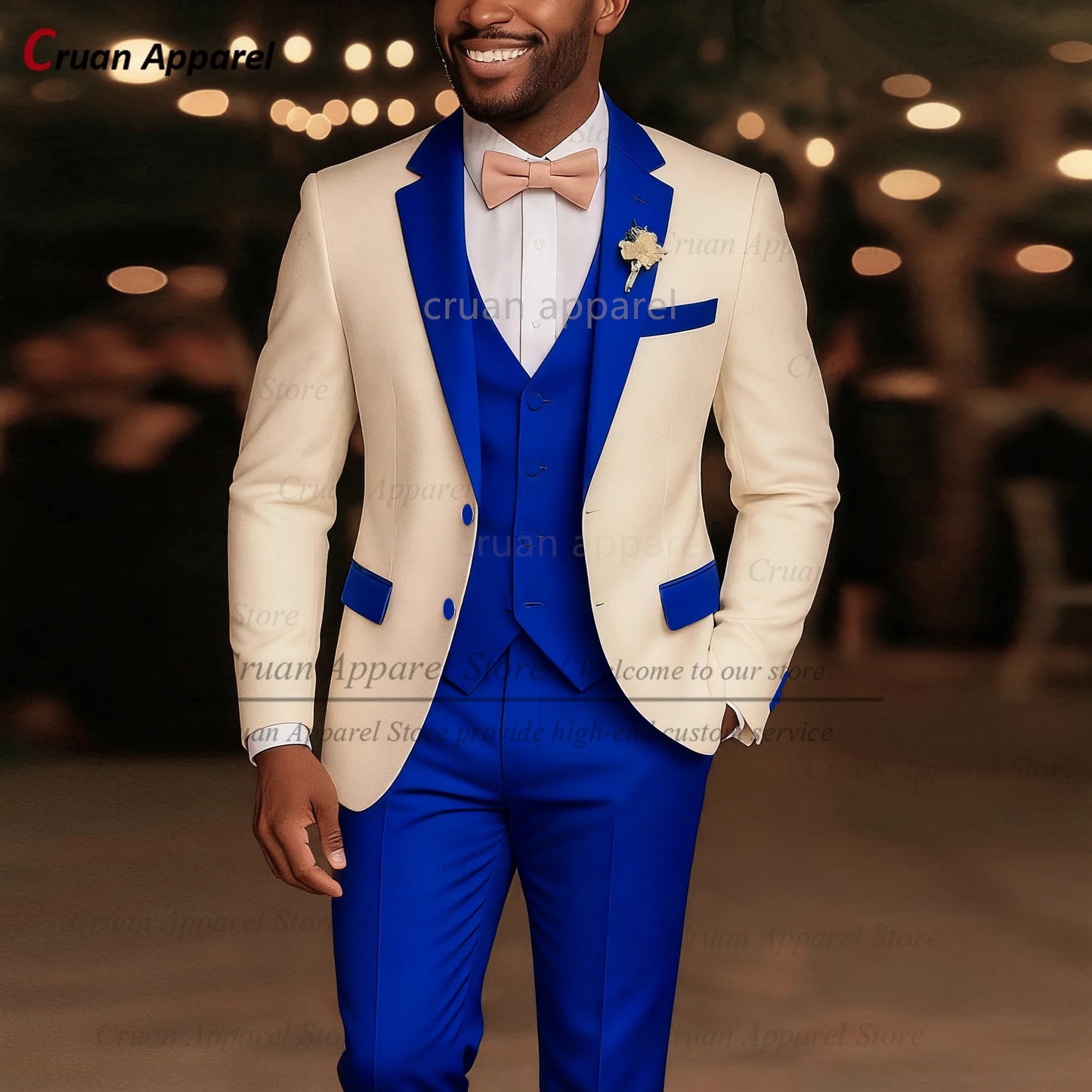 High Quality Suit Sets For Men Wedding Banquet Custom Groomsman Elegant Outfits Evening Dinner Male Blazer Vest Pants 3 Pieces