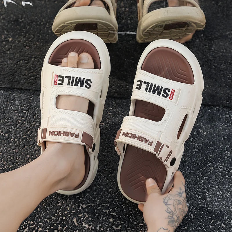 Men's Summer Outdoor Slip-Resistant Driving Dual-Purpose Beach Sandals Sports Slippers Large Size Slip-On EVA Material