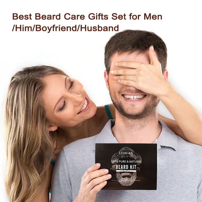 Hair Enhancer Thicker Mustache Grooming Beard Care Oil Moisturizer Wax Balm With Comb Scissor