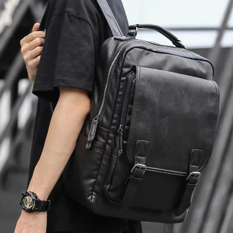 2023 New Fashion Brand Fashion Men's Leather Backpack  Business Leisure Travel Backpack