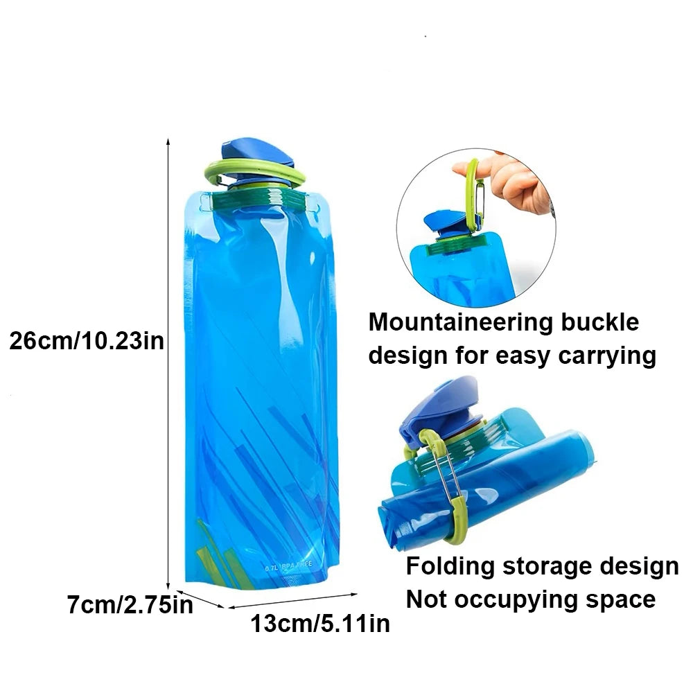 Outdoor Cycling Sports Water Bottle - Mountaineering Portable Water Cup - PE Plastic Folding Water Bag - Gift Promotion Water
