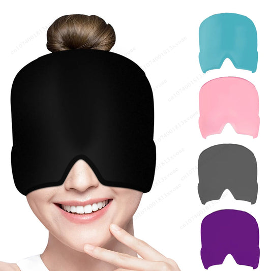 Headache Migraine Relief Hat Gel Ice Cold Compress Therapy Cap Ice Head Wrap Pack Eye Mask For Pressure Relieve Pain Ice Hat