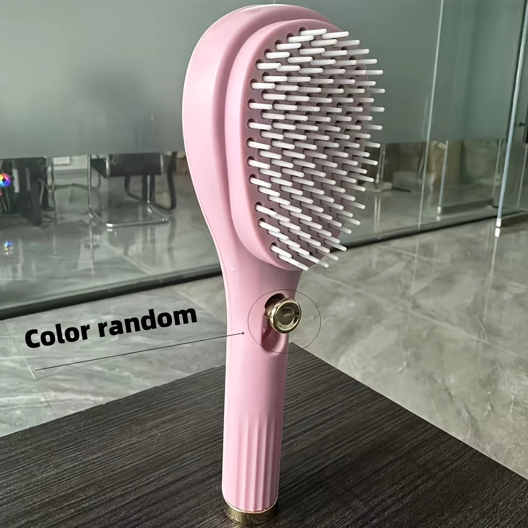 Self Cleaning Hair Brush for Women,Retractable Hairbrush Easy Clean,Anti Static Massage Brush,Rotary Telescopic Structure