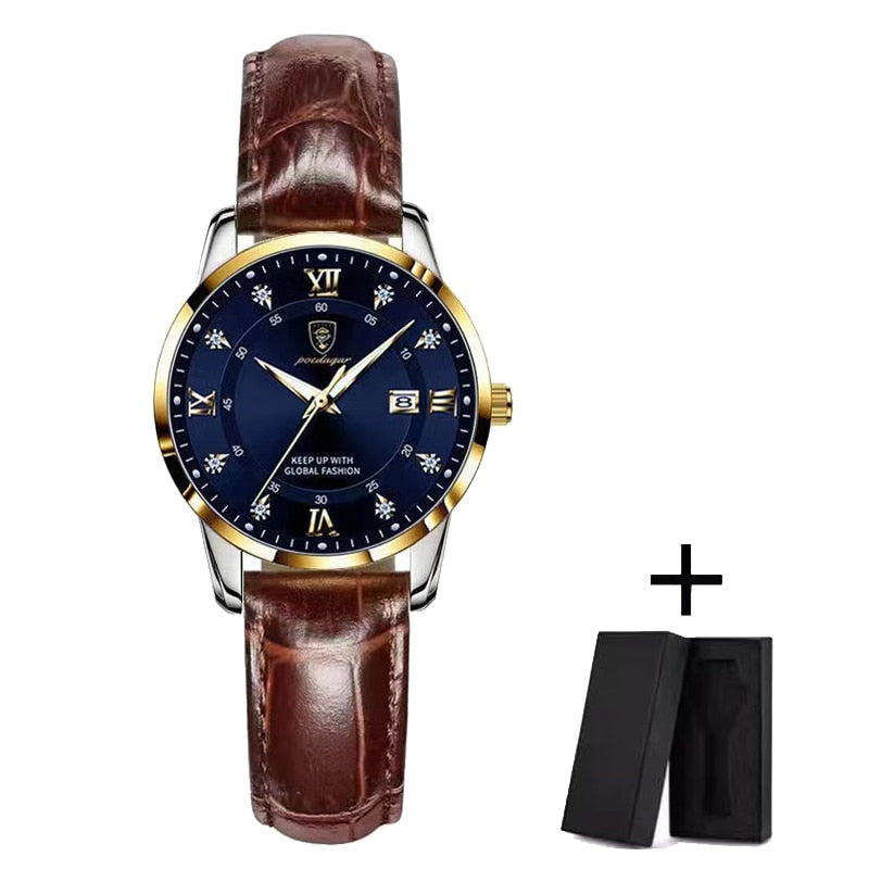 Luxury Fashion Ladies Waterproof Luminous Date Stainless Stain Quartz Wristwatch