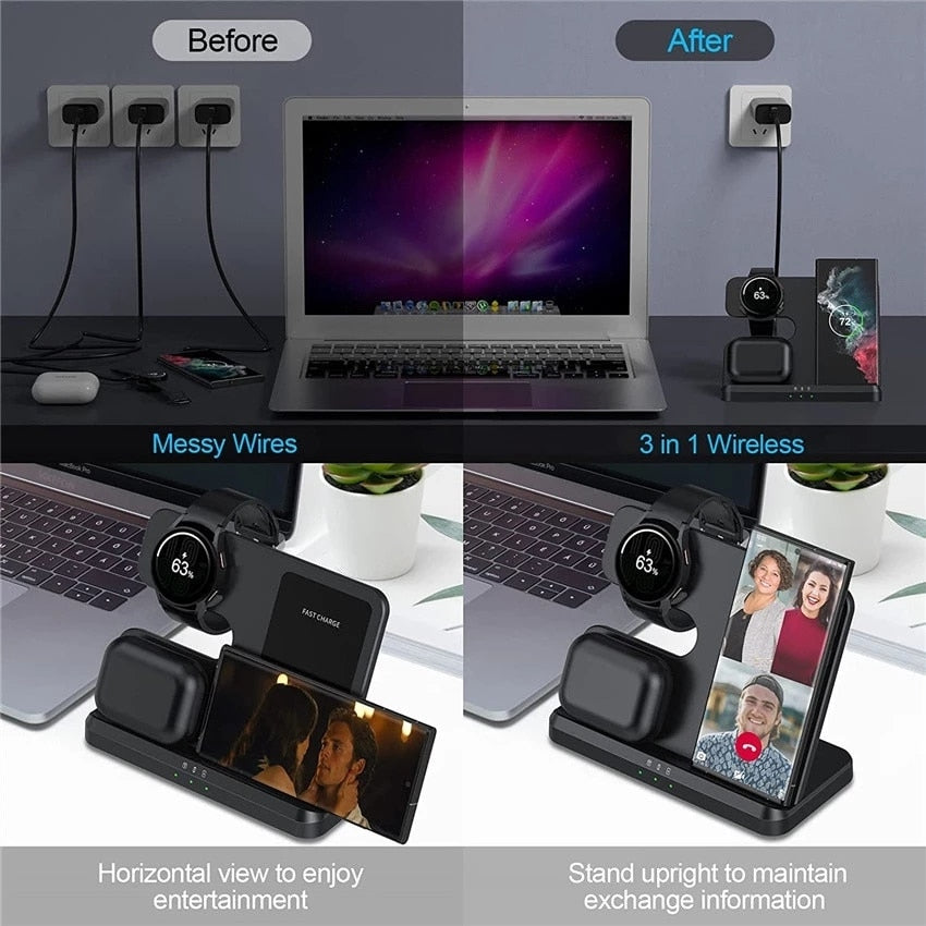 Wireless Charger Dock For All Samsung Watches Phones and Earphones