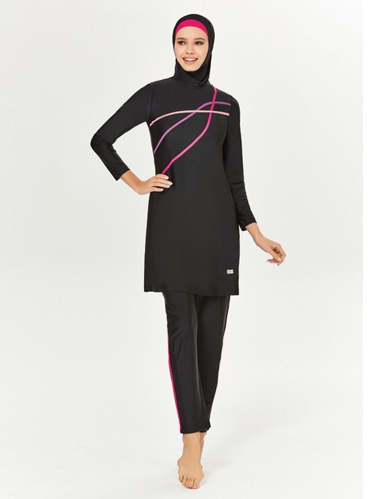 Muslim Modest Swimwear Hijab Swimsuit Women Long Sleeve Swimming Suit Islamic Cover Ups