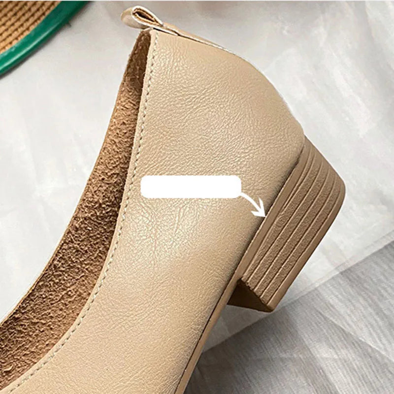 Woman Elegant Summer French Square Toe Green Mary Janes Cute Casual Flats Female Retro Shoes Low Heeled Soft Soled Flat Shoes