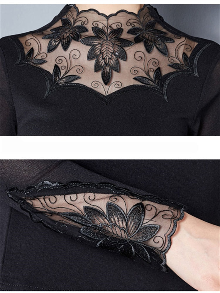 Women Spring Autumn Style Lace Blouses