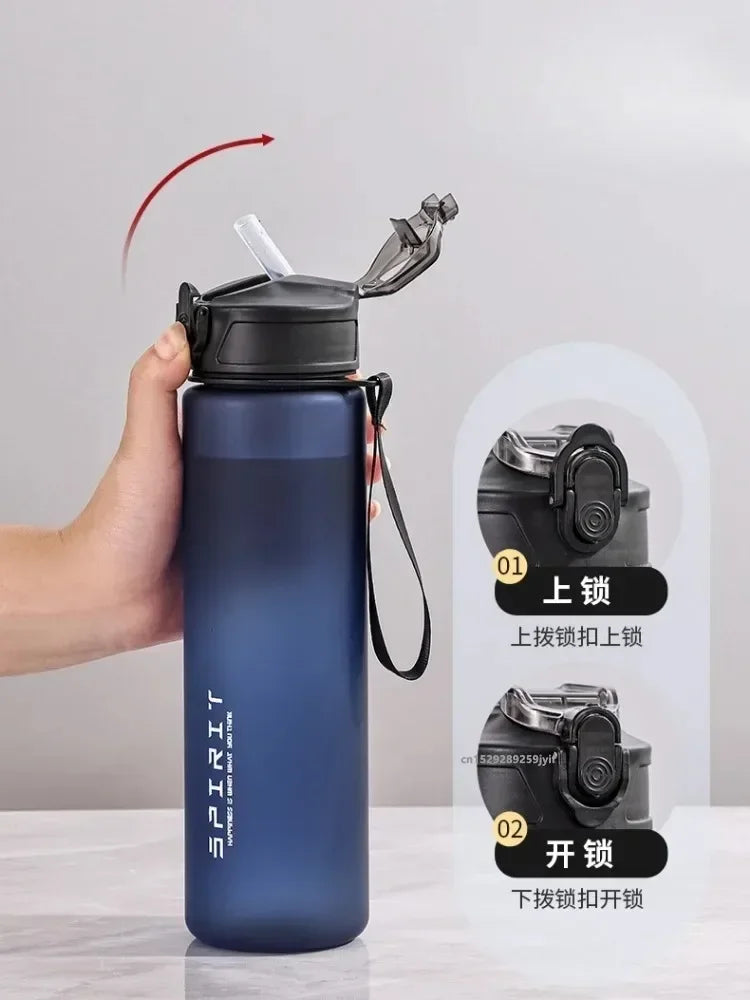 750ml Sports Water Bottle with Straw Gym Cup Portable Large Capacity Water Bottle For Fitness Camping Men Water Kettle