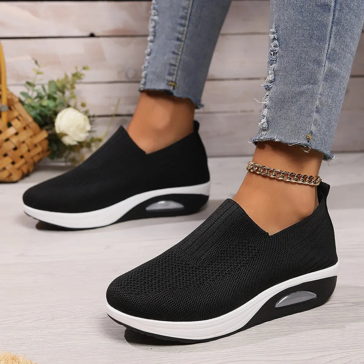 Women Walking Shoes Air Cushion Non Slip Orthopedic Shoes Ladies Platform Mules Breathable Wedge Female Sneakers 2025
