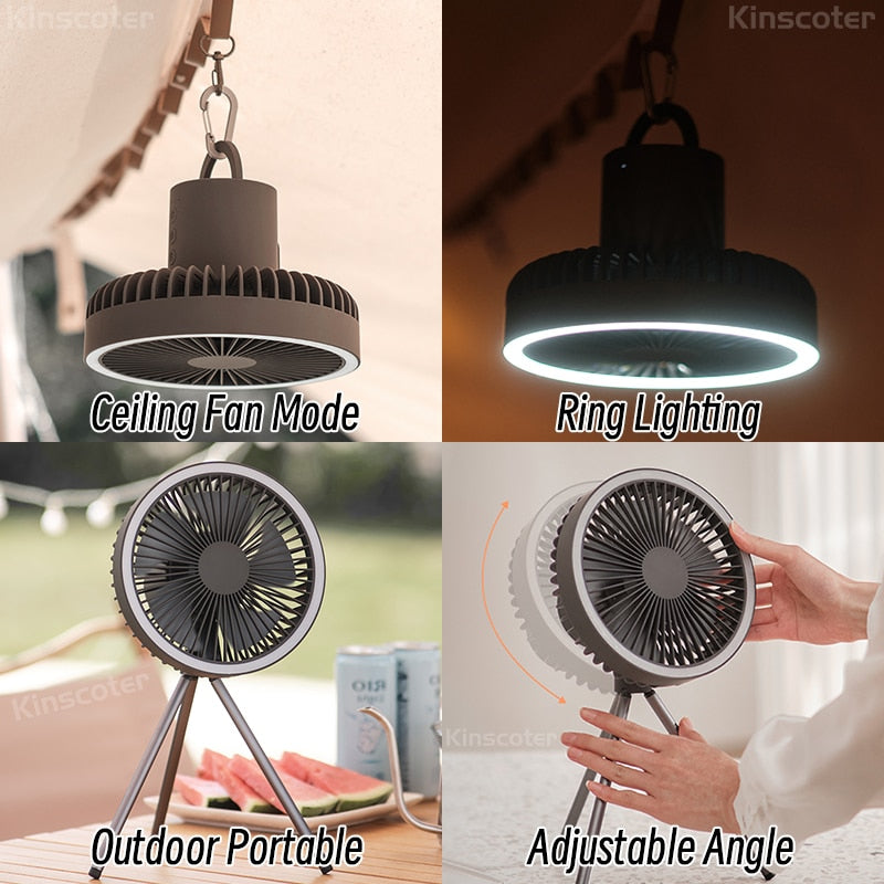 10000mAh 4000mAh Mosquito Net Ceiling Camping Fan Rechargeable Desktop Portable Circulator Wireless Electric Fan