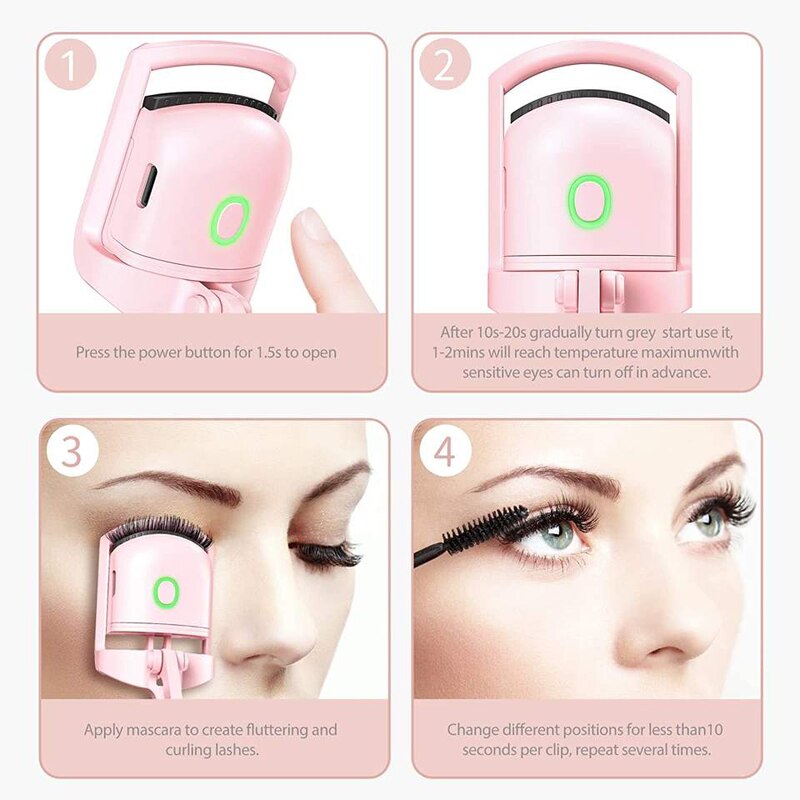 Pink Fast Heating Portable Shaping and Lasting  Eyelash Curler