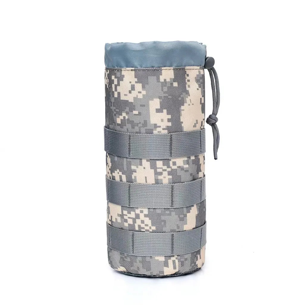 Upgraded Sports Water Bottles Pouch Bag, Tactical Drawstring Molle Water Bottle Holder, Travel Mesh Water Bottle Bag