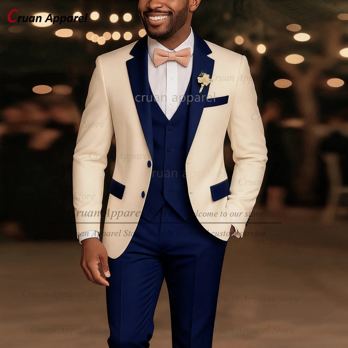 High Quality Suit Sets For Men Wedding Banquet Custom Groomsman Elegant Outfits Evening Dinner Male Blazer Vest Pants 3 Pieces