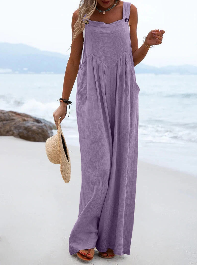 2023 Spring/Summer New Ethnic Style Fashion Solid Color Wide Leg Jumpsuit