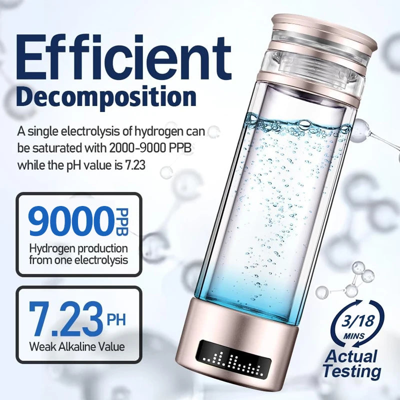 350ML Hydrogen Generator Cup Water Filter Alkaline Hydrogen  Water Maker Rechargeable Pure H2 Antioxidan Electrolysis Bottle