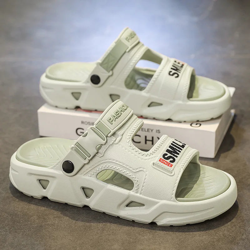 Men's Summer Outdoor Slip-Resistant Driving Dual-Purpose Beach Sandals Sports Slippers Large Size Slip-On EVA Material