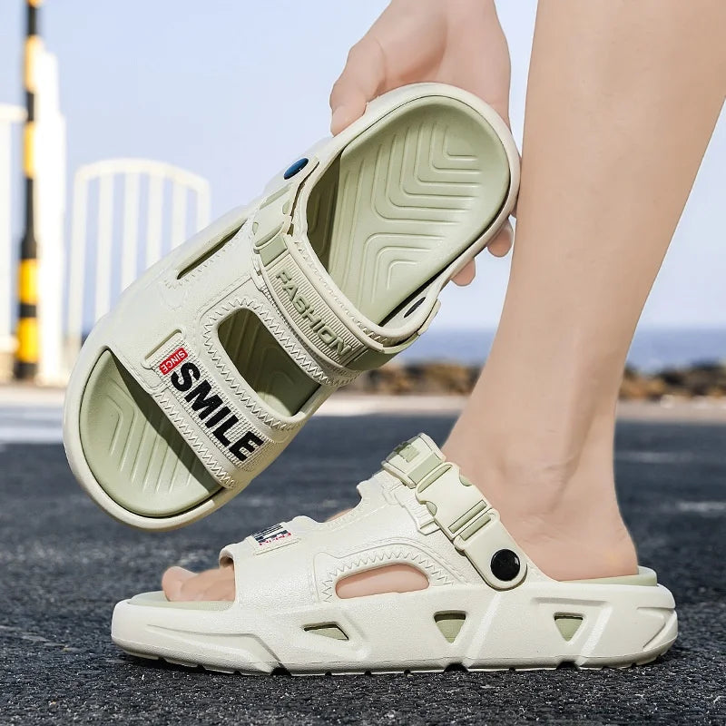 Men's Summer Outdoor Slip-Resistant Driving Dual-Purpose Beach Sandals Sports Slippers Large Size Slip-On EVA Material