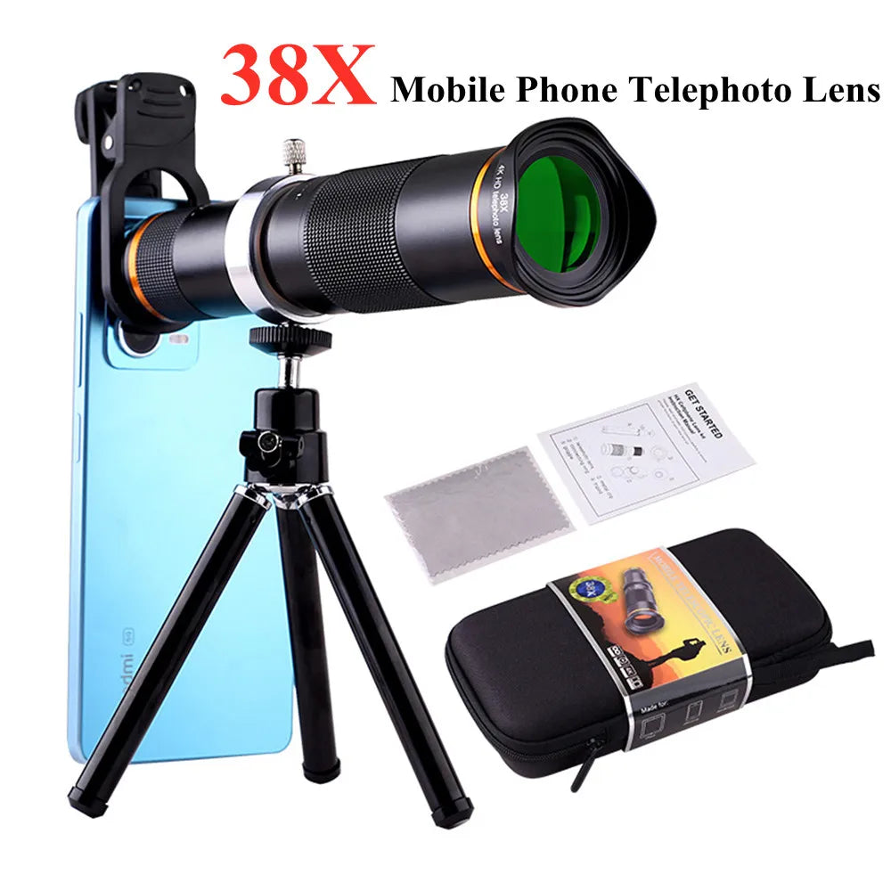 38X Mobile Phone Telephoto Lens 4k High Definition Telescope Outdoor Fishing Live Concert Universal Shooting Artifact